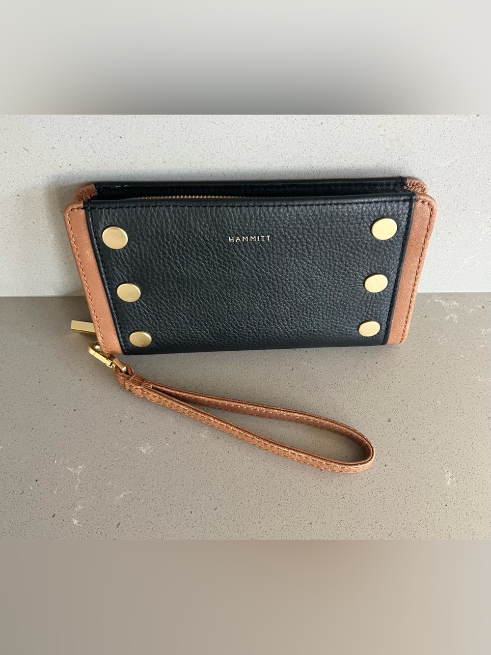 Hammitt Bryant Contrast Trim Continental Wristlet Wallet North End Brushed Gold - Picture 2 of 13